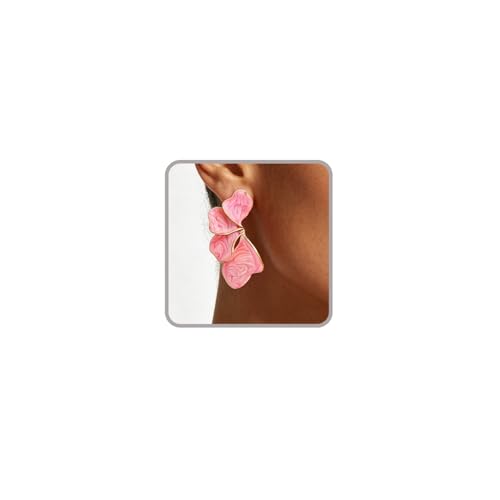Chunky Earrings Big Statement Earrings for Women Trendy Large Floral Ginkgo Leaf Flower Earring Irregular Long Drop Dangle Earrings Chunky Jewelry - style: 1 - pink