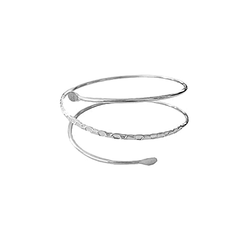 Caiyao Boho Upper Arm Bracelet Cuff Bangle Gold Silver Geometric Cuff Bracelets Mental Open Upper Arm Bangle Bracelet Adjustable Armband Jewelry for Women - style: Simple Silver