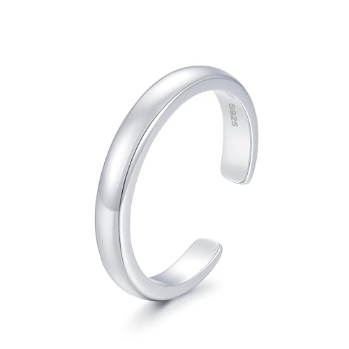 CHIC & ARTSY 925 Sterling Silver Open Toe Ring for Women - Lightweight Comfortable Yoga Toe Rings, Adjustable Stackable Toe Rings, Boho Coastal Vacation Beach Foot Jewellery - color: Classic #02