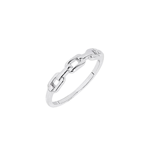 Amazon Essentials Plated Sterling Silver Chain Link Accent Ring - color: Rhodium, size: 10
