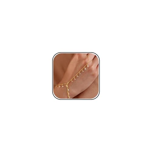 Hand Chain Gold Bracelets for Women Trendy Finger Ring Slave Bracelet Dainty Chain Hand Jewelry Trendy Gifts - color: B11:hand chain