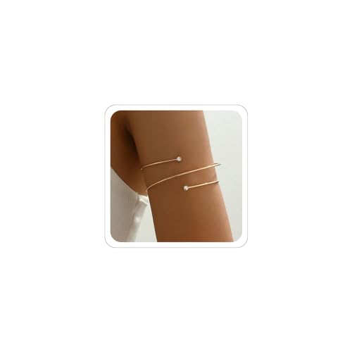 Gold Arm Cuff for Women,Arm Cuff Upper Arm Bracelet Jewelry Minimalist Armband ArmCuffs Bangle Bracelets Summer Beach Accessories - color: B