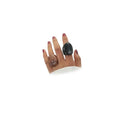 2Pcs Chunky Resin Knuckle Dome Rings Set for Women Dainty Large Y2k Acrylic Finger Nail Ring Pack Big Two Tone Plastic Statement Jewelry Gifts - color: Black