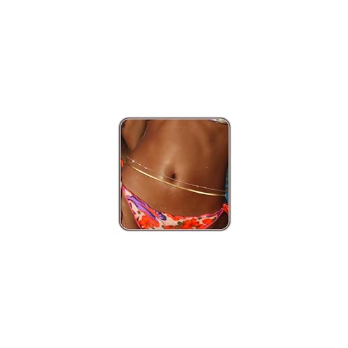 Gold Body Chain for Women Belly Waist Chain Sexy Bikini Beach Jewelry for Women Waterproof Cute Hips Stomach chain Belt Summer Vacation Accessories Gift For Her Boho Jewelry Adjustable 26.5-37Inch - style: A.2pcs Snake+Shiny Chain