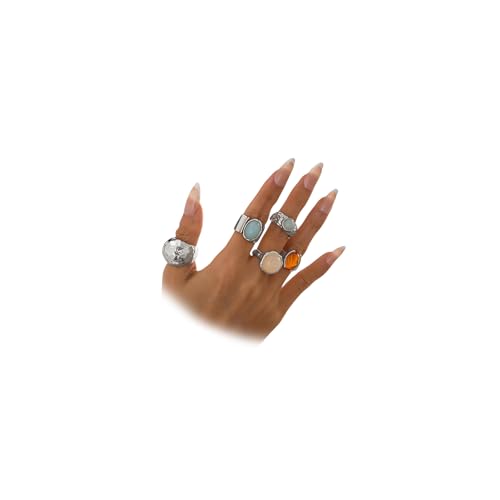 Dainty Crystal Gold Knuckle Ring Stackable Set for Women Non Tarnish, Statement Chunky Zircon Silver Midi Finger Thumb Rings Vintage Y2k Party Jewelry Gifts - color: Silver