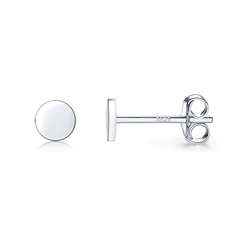 925 Sterling Silver Dot Stud Earrings | Small Simple Round Disc Stud Earrings | Tiny Flat Circle Hypoallergenic Cartilage Tragus Piercing Earrings Gifts for Women Men 2mm 3mm 4mm 5mm - color: #4 white gold-4mm