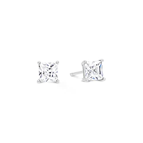 KEZEF Sterling Silver Stud Earrings for Women & Men - 4-Prong Setting Cubic Zirconia Earrings Studs - Premium CZ S925 Hypoallergenic - Available in 14K White and Yellow Gold, Rose Gold - 3mm to 9mm - color: 14K White Gold, size: 5mm - Modest