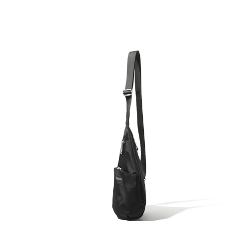 Baggallini Mini Sling - 12x7 Sling Crossbody Bag Backpack with Adjustable Shoulder Strap - color: Black Cheetah Emboss