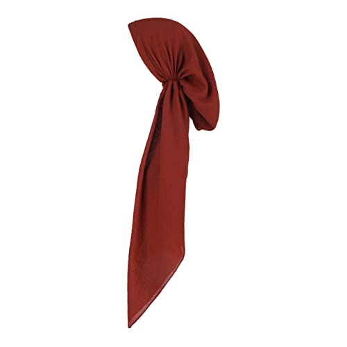 Pretied Head Scarves for Women Featuring Lightweight Crimped Material and Attractive - color: Solid Rust