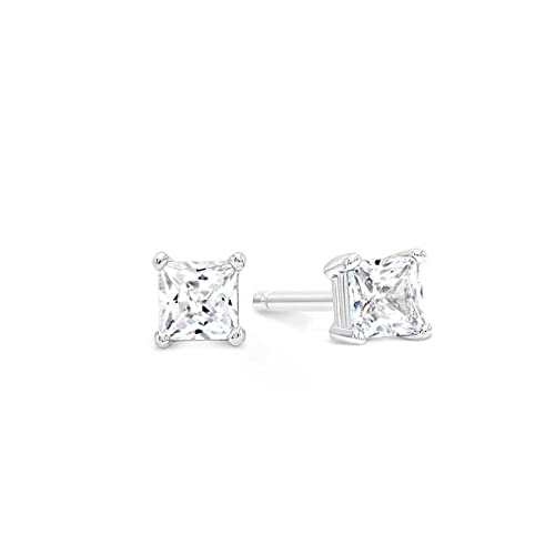KEZEF Sterling Silver Stud Earrings for Women & Men - 4-Prong Setting Cubic Zirconia Earrings Studs - Premium CZ S925 Hypoallergenic - Available in 14K White and Yellow Gold, Rose Gold - 3mm to 9mm - color: 14K White Gold, size: 3mm - Tiny