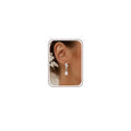 Pearl Earrings for Women, 14k Gold Plated Trendy Diamond Pearl Drop Earrings Hypoallergenic Dainty Bridal Gifts Wedding jewelry for Women - color: B—Silver