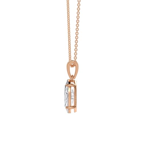 Marquise Cut CZ Solitaire Pendant Necklace in Sterling Silver, Marquise Cut Diamond Necklaces for Women, Bridal Jewelry Gifts for her BFF - color: Rose Gold