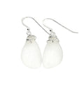 Popular Recycled Sea Glass Earrings on Sterling Silver Hooks - color: White