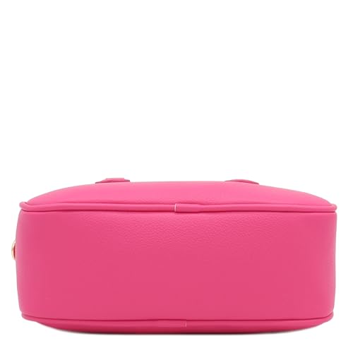 FashionPuzzle Mini PU Leather Satchel Purse Top Handle Crossbody Bag - color: Fuchsia