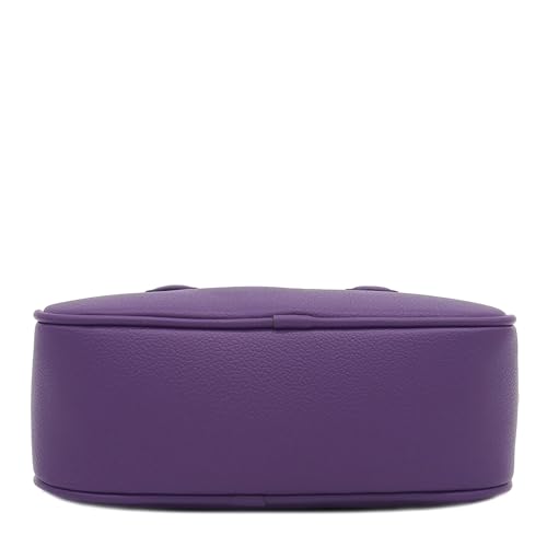 FashionPuzzle Mini PU Leather Satchel Purse Top Handle Crossbody Bag - color: Purple