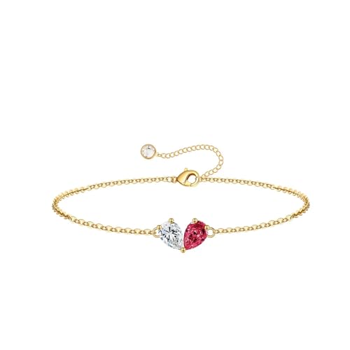 Turandoss Gifts for Women Her Daughter - 6 7 8 9 10 11 12 13 14 15 16 Year Old Girls Birthday Gifts, 14K Dainty Gold Plated Created Birthstone Bracelets for Women Girls Teens Jewelry Gifts - color: 04-07-Apr-Jul-Birthstone