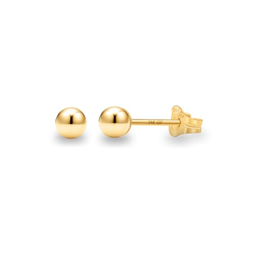 Kezef 14K Gold Filled Ball Stud Earrings for Women - Thick 14K Gold Layer, Hypoallergenic for Sensitive Ears, Round Studs | 3mm-9mm - style: 3mm