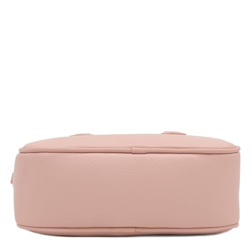 FashionPuzzle Mini PU Leather Satchel Purse Top Handle Crossbody Bag - color: Blush