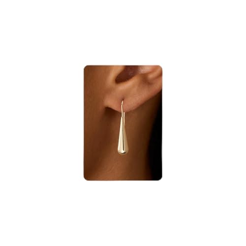 LLWOM Gold Silver CZ Teardrop Dangling, Pearl Drop Studs Dangle Earrings for Women Trendy, Hypoallergenic Jewelry Gift for Wedding/Party/Prom/Daily - color: Gold Teardrop