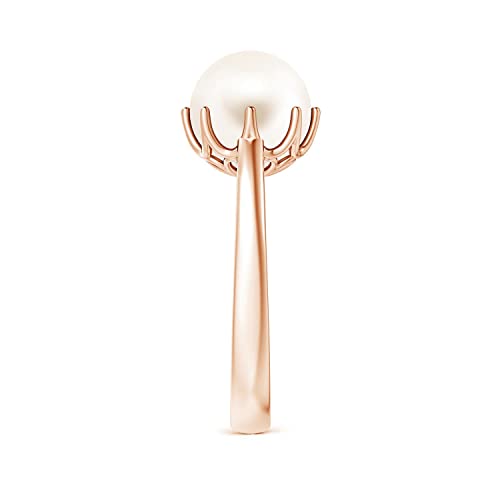 Angara Freshwater Pearl Crown Ring in Silver/14K Solid Gold/Platinum | Freshwater Pearl Solitaire Ring for Women | June Birthstone, Anniversary Jewelry Gift - color: Rose Gold, size: 6