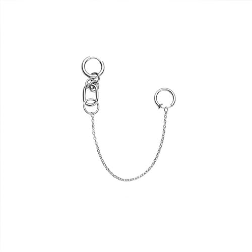 Lip Ring Chain To Ear Hoop Nose Ring Gothic Clip On Non Piercing Lip Helix Cartilage Clip On Wrap Earrings Fake Lip Rings Body Jewelry for Women - color: Pierced