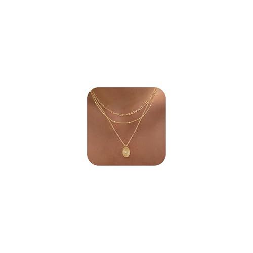 XIXINI Layered Necklaces for Women, Dainty Gold Necklace Stack 14k Gold Plated Layering Beads Choker Pendant Necklace Set Simple Statement Gold Necklaces for Women Trendy Fashion Gold Jewelry Sets - color: set3-Gold
