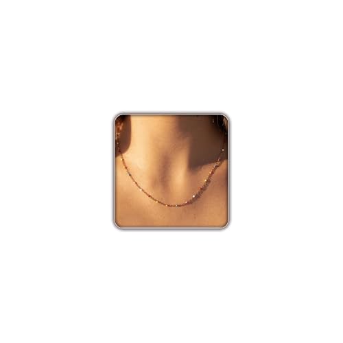 Gold Necklaces for Women Trendy, 14K Gold Plated Dainty Lip Chain Simple Choker Hypoallergenic Waterproof Boho Necklace Fashion Accessories Women Jewelry for Her - color: O chain-rainbow
