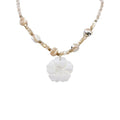 NewZenro Boho Shell Flower Beaded Pendant Necklace for Women Dainty Floral Natural Stone Choker Necklaces Adjustable Chain Fashion Summer Holiday Patry Jewelry for Her