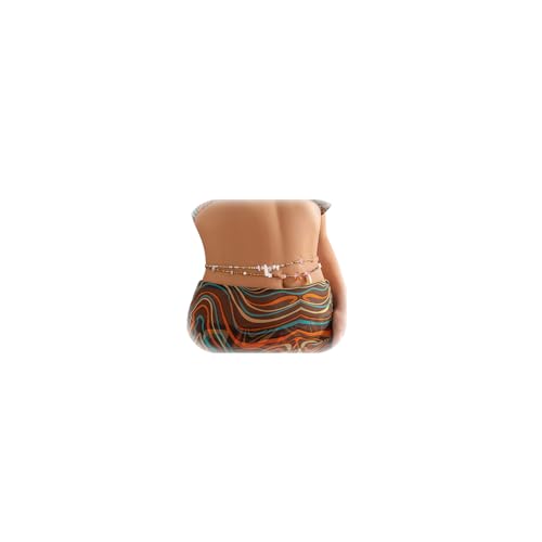 2Pcs Multilayer Boho Coloful Beads Waist Belly Chain Belt Double Layer Beaded Belly Chain Summer Bikini Sexy Shell Body Chain Festival Rave Body Accessories for Women (Colorflu)