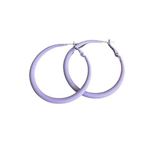 Colorful Matte Hoop Earrings 80s Hoop Earring Retro Earrings Neon Earrings Bright Fluorescence Round Hoop Earings for Women - color: purple