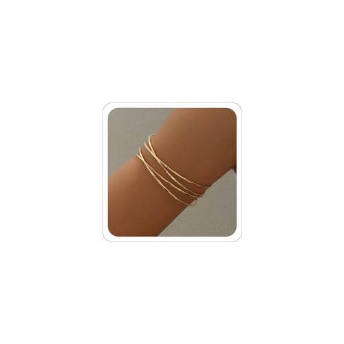 Women's 18k Gold Plated Arm Cuff Bracelet - Minimalist Silver Upper Arm Cuff for Cool - color: B-Gold