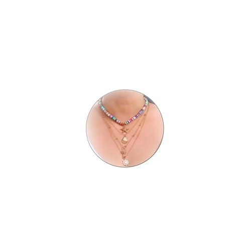 Shell Starfish Necklace for Women Pearl Beach Boho Layered Necklace Charm Accessories Summer Vacation Outfit 2026 - color: E:colorful beach necklace