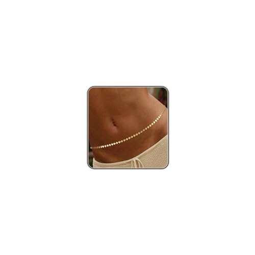 Gold Body Chain for Women Belly Waist Chain Sexy Bikini Beach Jewelry for Women Waterproof Cute Hips Stomach chain Belt Summer Vacation Accessories Gift For Her Boho Jewelry Adjustable 26.5-37Inch - style: C.Sea Shells Chain
