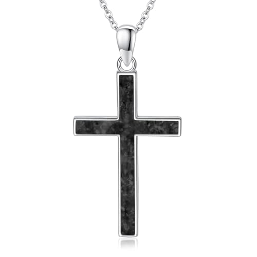 Cross Necklace 925 Sterling Silver Turquoise Christian Pendant Religious Cross Jewelry Christmas Gifts for Women Men - style: Black Onyx