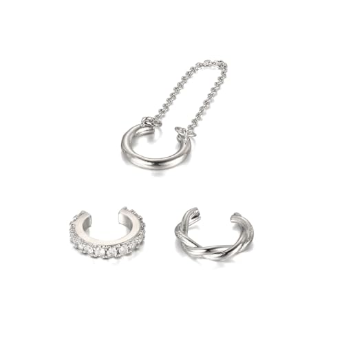 Ear Cuffs Non Piercing Sparkly Cuffs for Women Non Piercings Hypoallergenic Fake Piercings Sparkle Clip On Earrings Bling Cartilage Earring Ear Cuff Earrings for Women Dainty Earring - style: 1 - S 3PCS