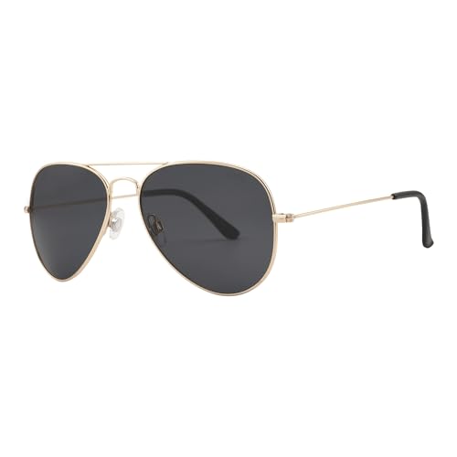 JOOX Polarized Aviator Sunglasses for Women Men, UV400 Protection Lens and Lightweight Metal Pilot Frame JX2775 - color: Shiny Gold/Grey