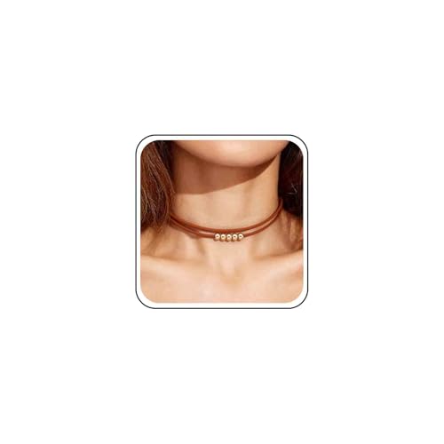 Vintage Layered Suede Choker Necklace Short Black Velvet Necklaces Boho Leather Necklaces Gold Bead Collar Necklace Chain Jewelry for Women
