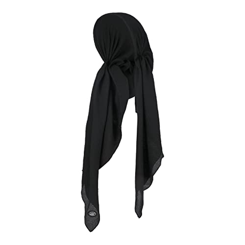 Pretied Head Scarves for Women Featuring Lightweight Crimped Material and Attractive - color: Solid Black
