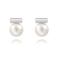 18K Gold Love Knot Stud Earrings for Women Statement Button Pearl Stud Earrings Minimalist Cute Small Post Earring - color: 8.Silver bar