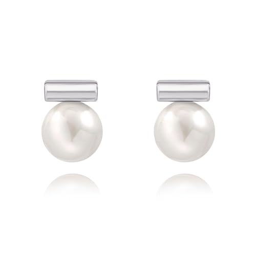 18K Gold Love Knot Stud Earrings for Women Statement Button Pearl Stud Earrings Minimalist Cute Small Post Earring - color: 8.Silver bar