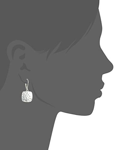 Nine West Women's Drop Earrings, Fashion Jewelry Accessories for Everyday and Special Occasion Wear, Lightweight Statement Earrings for Day and Evening Looks - color: Square Hammered - Silver