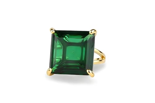 Emerald in 14k Gold - Statement Gemstone Jewelry for Women - Vintage Artisan Handmade Rings - Custom Size