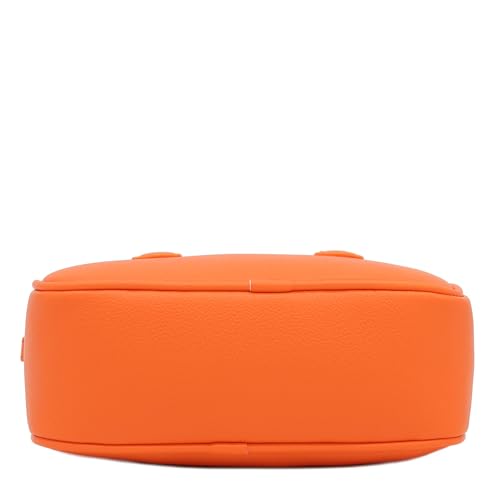 FashionPuzzle Mini PU Leather Satchel Purse Top Handle Crossbody Bag - color: Orange