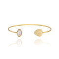 OZEL – Women’s Gold Cuff Bracelets – 18K Gold Plated Textured Bangles with Multi-Color Crystal & Rhinestone Accents – Layered Stacking Jewelry - color: Clear