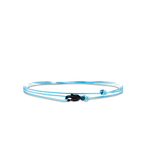Made by Nami Nautical Rope Bracelet for Men Waterproof & Adjustable Wrap String Bracelets with Snap Hook Gift for Him - color: Light Blue Black
