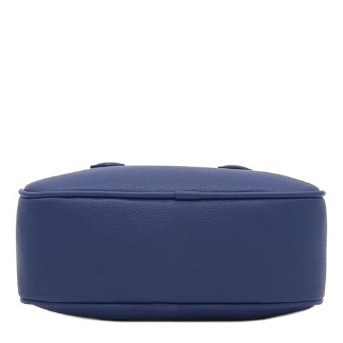 FashionPuzzle Mini PU Leather Satchel Purse Top Handle Crossbody Bag - color: Navy
