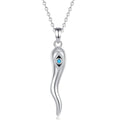 INFUSEU Italian Horn Necklace with Evil Eye for Women Protection Good Luck Gifts - color: Silver, style: Style B