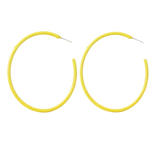 6cm Colorful Hoop Earrings - Lightweight Hypoallergenic Gift - color: Yellow