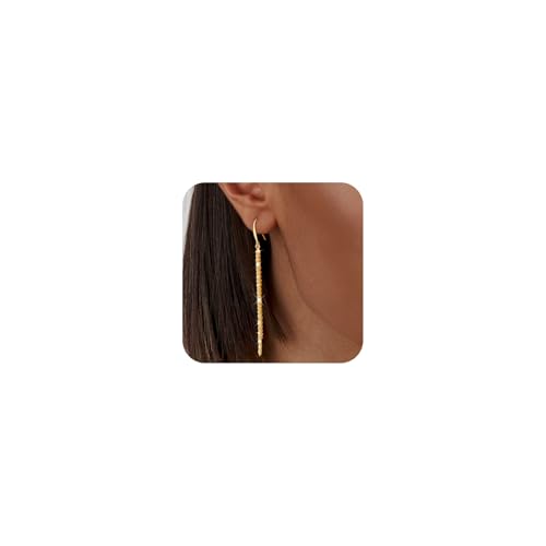 Long Dangle Earrings for Women 925 Sterling Silver/14K Gold Plated Tassel Chain Dangle Drop Earrings for Women Dainty Minimalist Dangling Drop Earrings for Prom Party Jewelry - style: Chain-1-Gold
