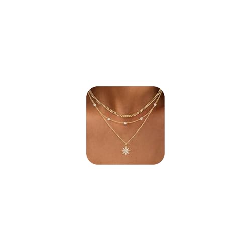XIXINI Layered Necklaces for Women, Dainty Gold Necklace Stack 14k Gold Plated Layering Beads Choker Pendant Necklace Set Simple Statement Gold Necklaces for Women Trendy Fashion Gold Jewelry Sets - color: set4-Gold